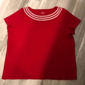Talbots Red Embellished T-shirt Size 2XP o